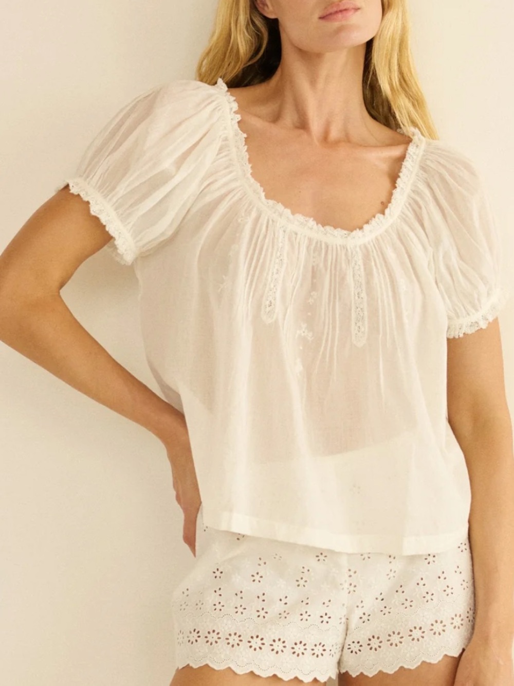 Doen Frederica Top in Salt White Blouse